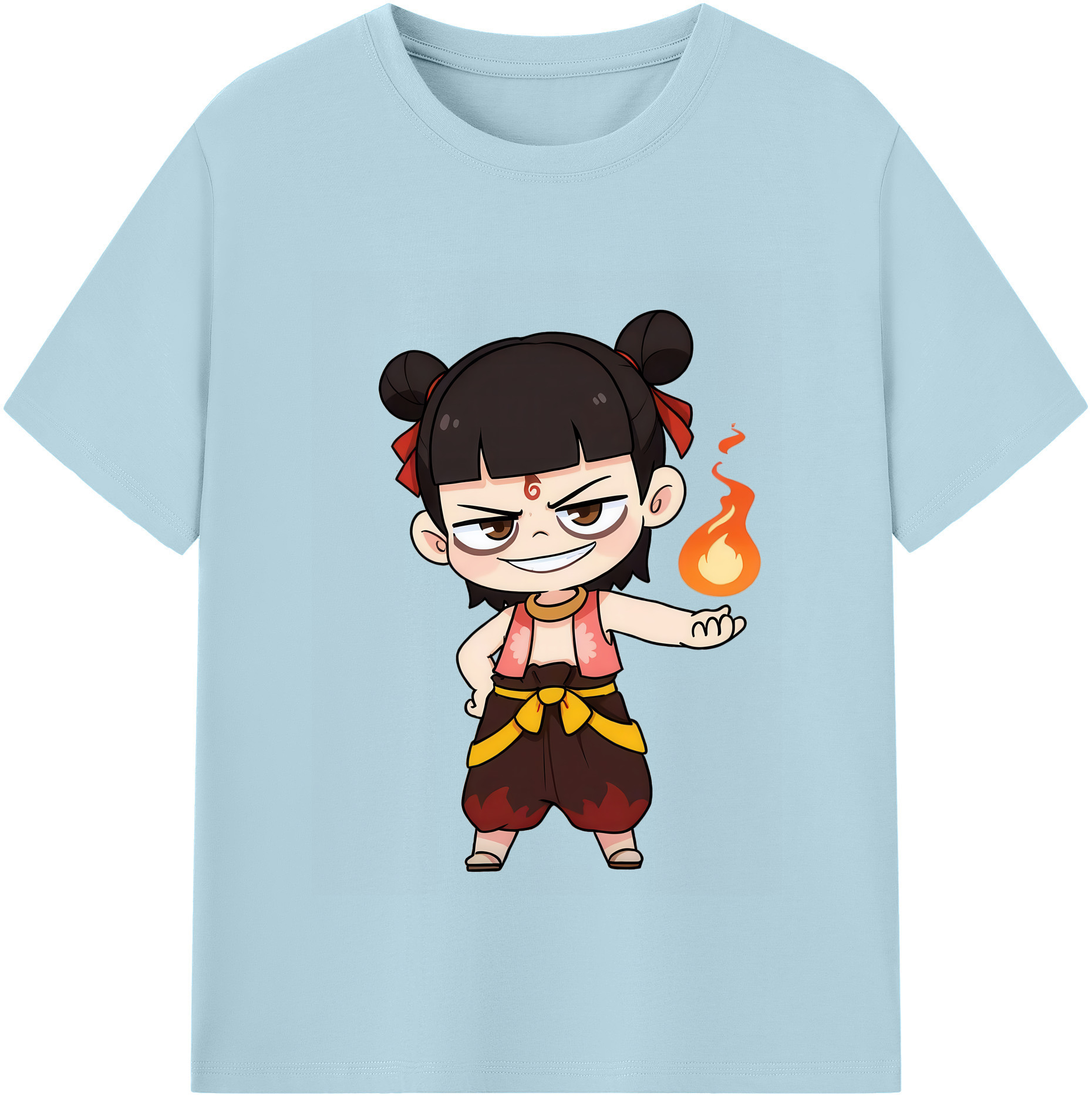 （画像用） Ne Zha 2 ナタ 魔童の大暴れ 綿100％半袖Tシャツ（フロントプリント）